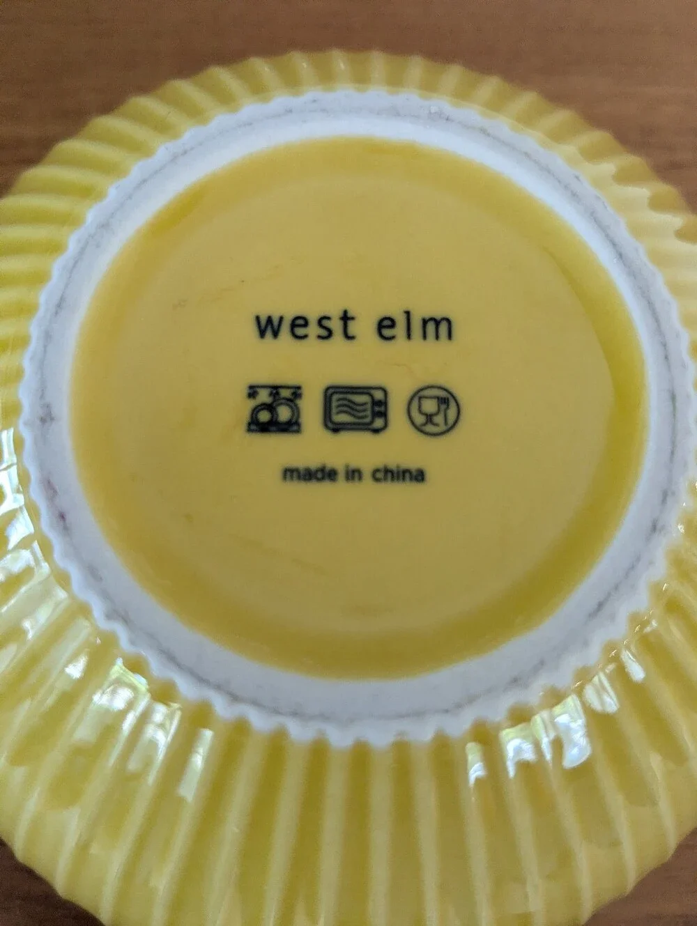 West Elm Bright Yellow Ribbed Ceramic Cereal Soup Serving Bowls - Set of 2